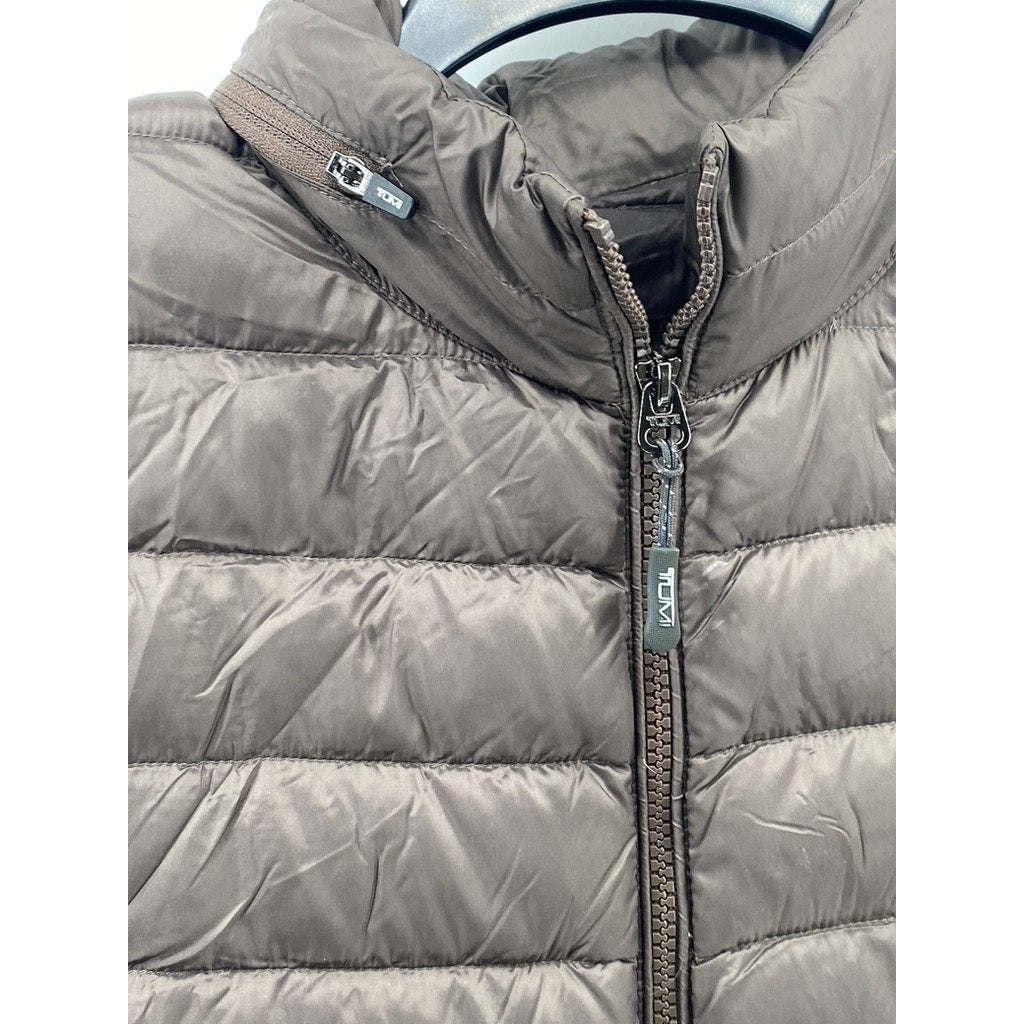 TUMI PAX Men's Brown Zip-Up Packable Puffer Jacket SZ S