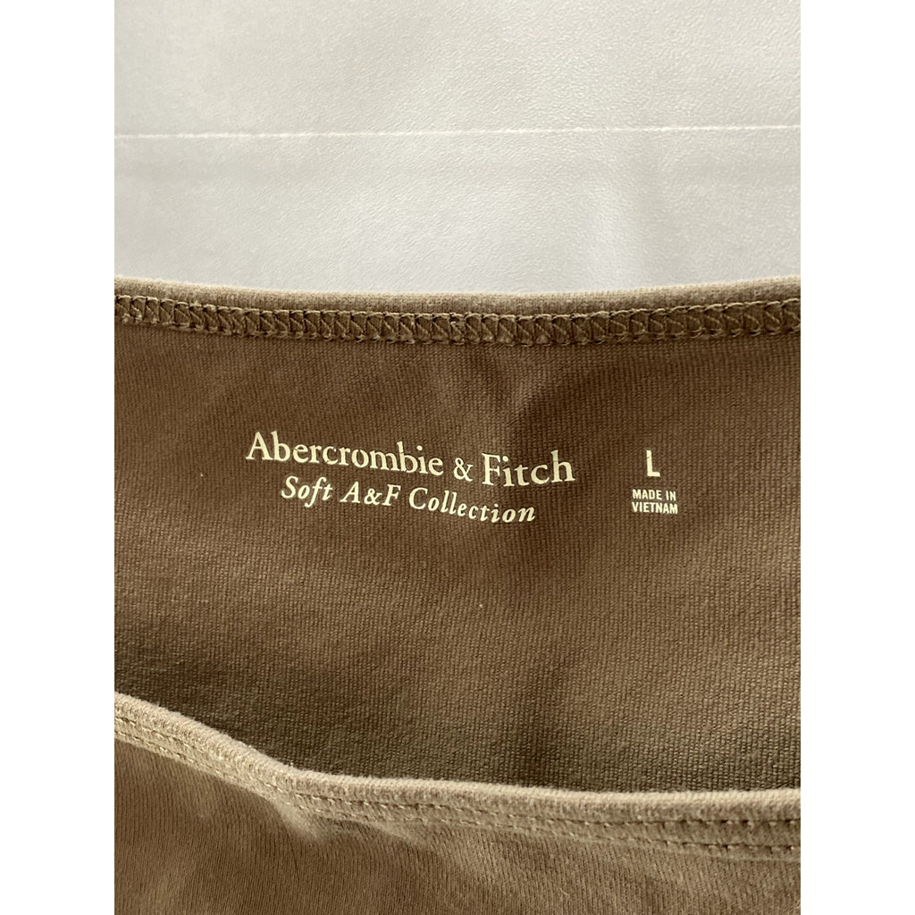 ABERCROMBIE & FITCH Women's Brown Straight-Neck Cropped Tank Top SZ L