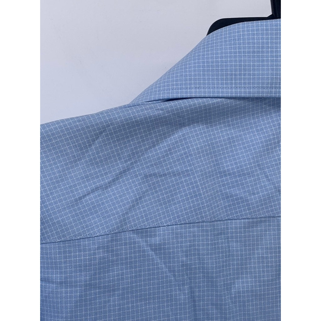 PROPER CLOTH Men's Light Blue Gingham Regular-Fit Long Sleeve Shirt SZ 16