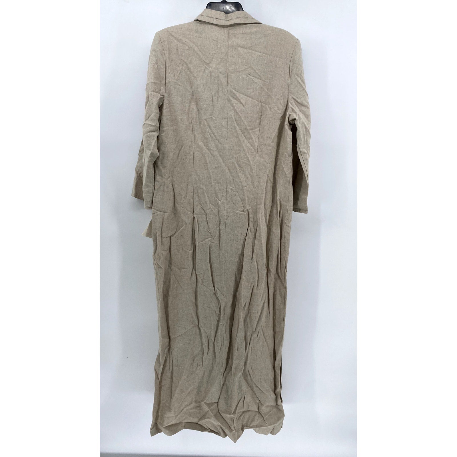 COLDWATER CREEK Women's Linen Tan Collared Maxi Dress SZ 12