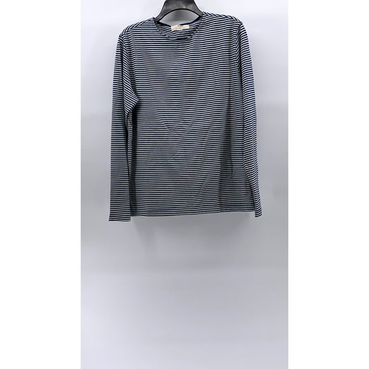 ZARA ORIGINS Women's Blue-White Horizontal Stripe Crewneck Long Sleeve Top SZ M