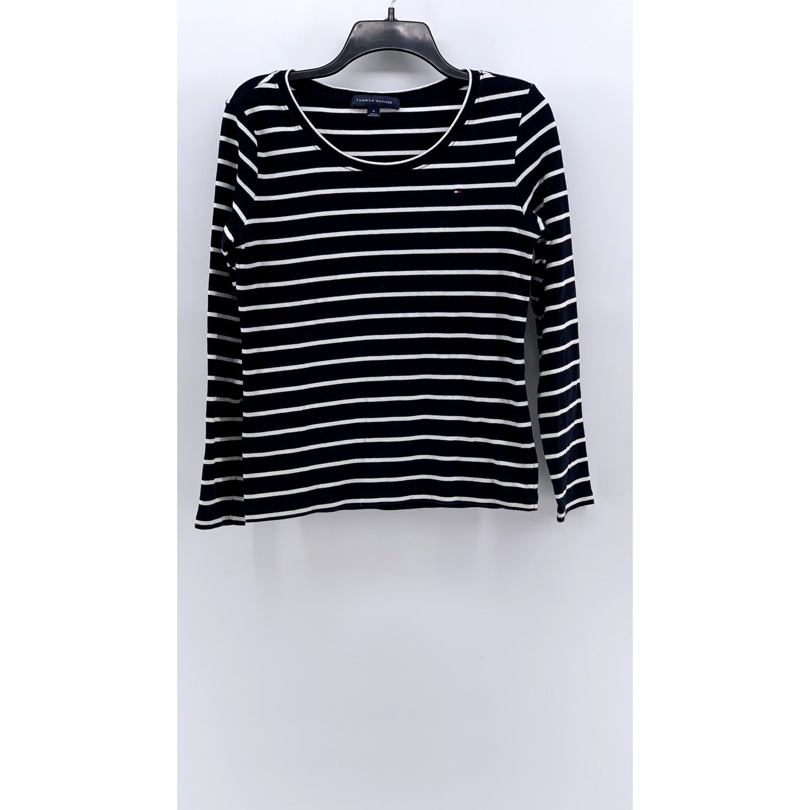 TOMMY HILFIGER Women's Navy-White Striped Long Sleeve Top SZ M
