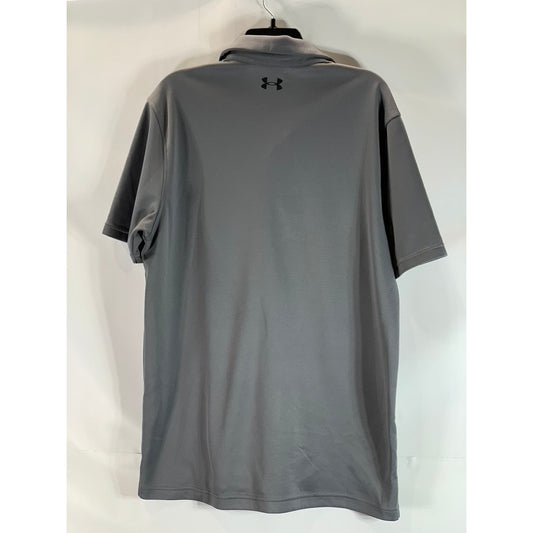 UNDER ARMOUR Men's Graphite/Black Tall Heatgear Loose Tech Polo Shirt SZ L/T