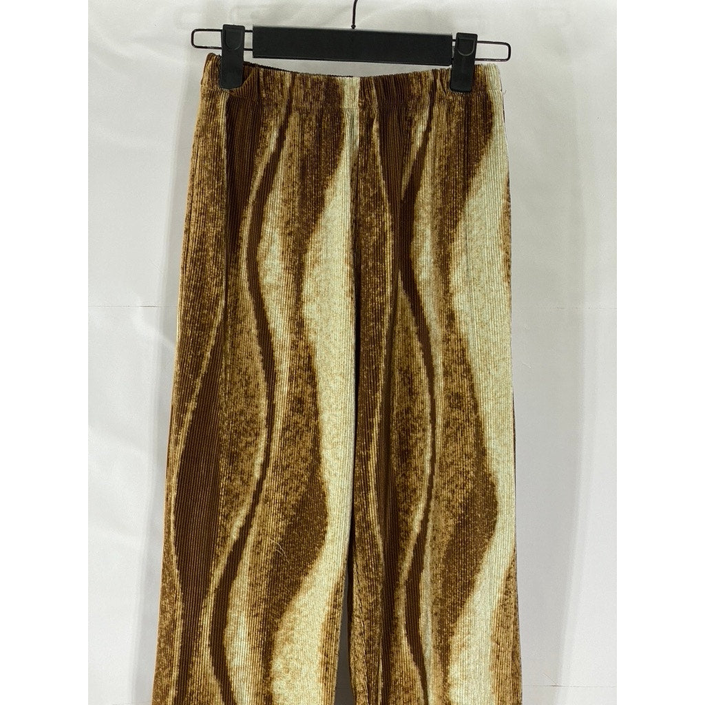 VAARA SEOUL Women's Brown/Tan Textured Swirl Print Pull-On Relaxed-Fit Pant SZ S