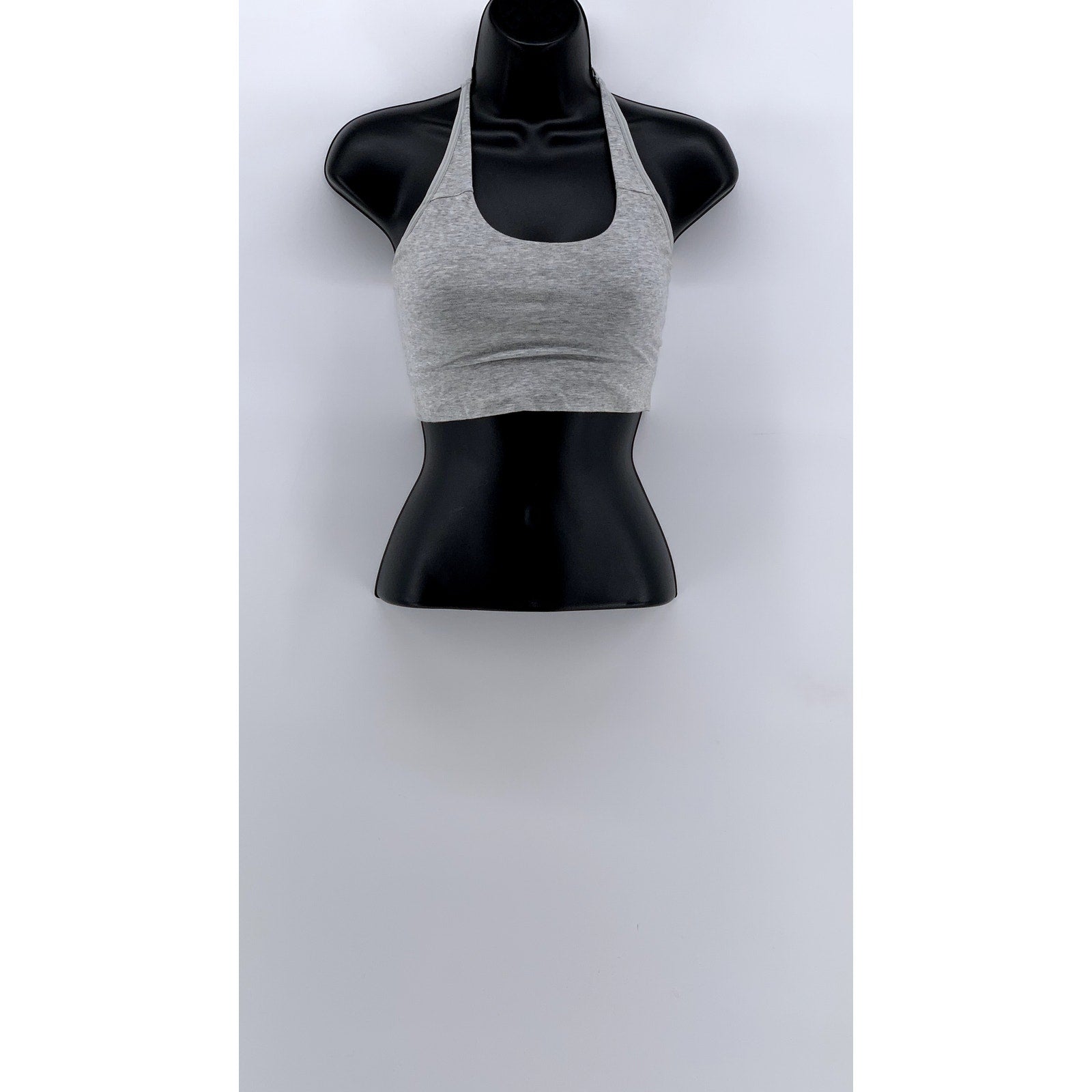 AUDEN Women's Light Gray Scoop-Neck Halter Crop Top SZ S