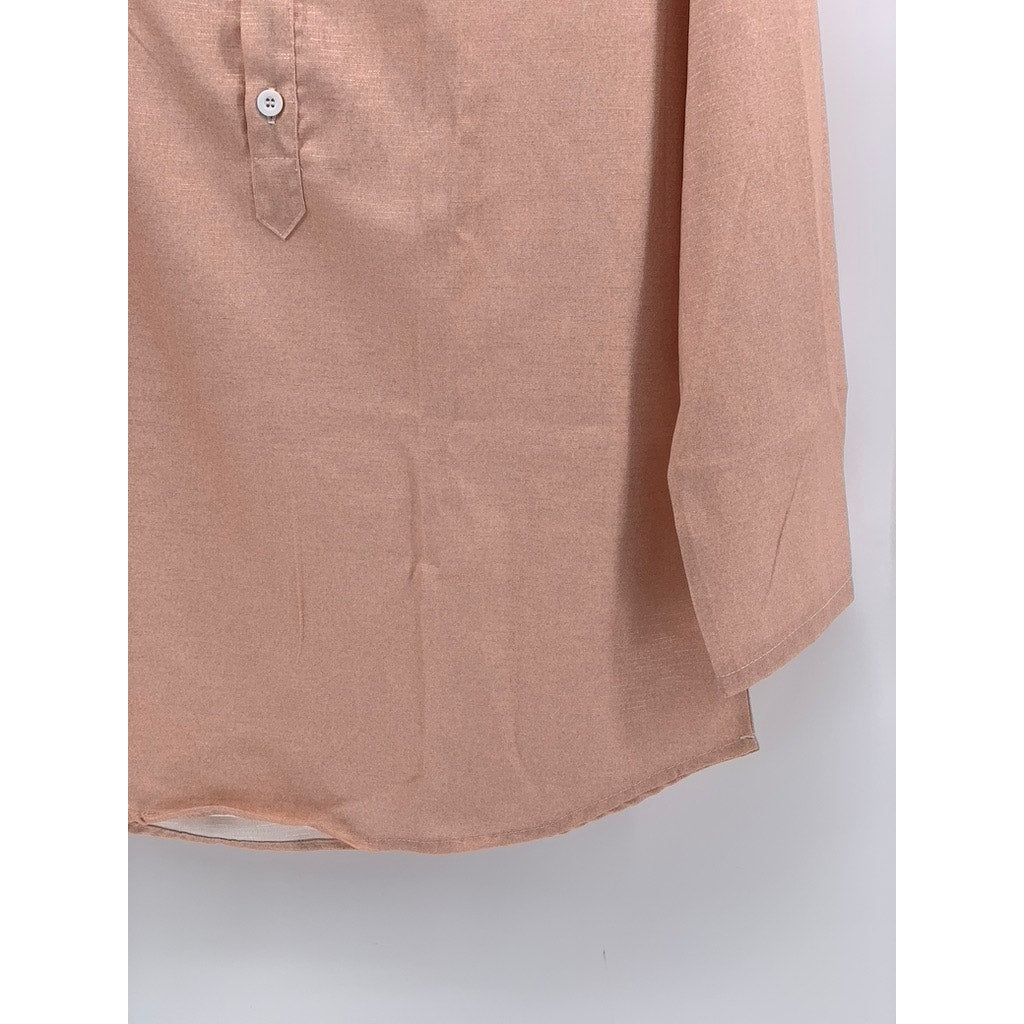 UNBRANDED Women's Salmon Pink Half-Button Long Sleeve Top SZ M