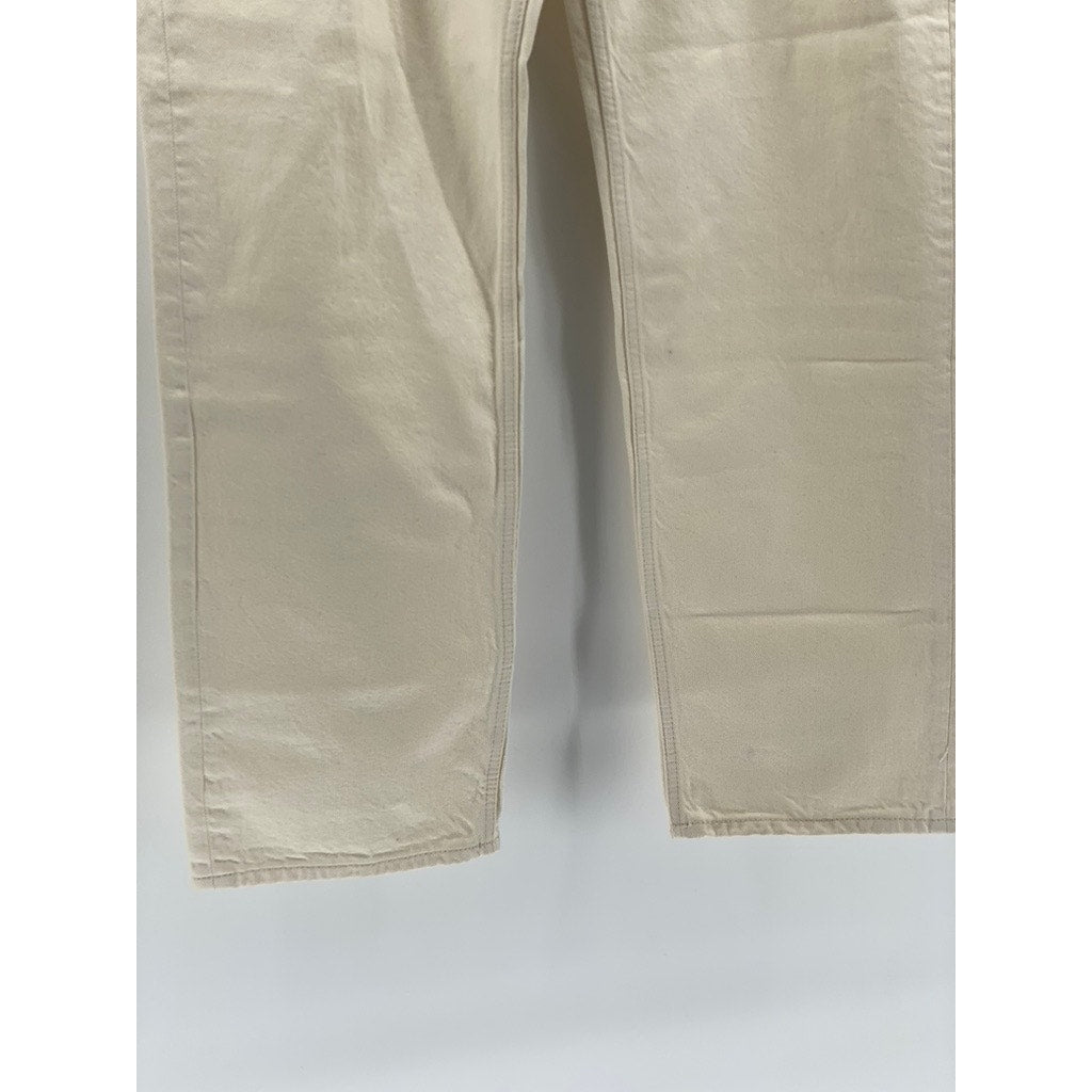 MNG Women's Beige Denim Five-Pocket Straight-Fit Medium-Rise Jeans SZ 34