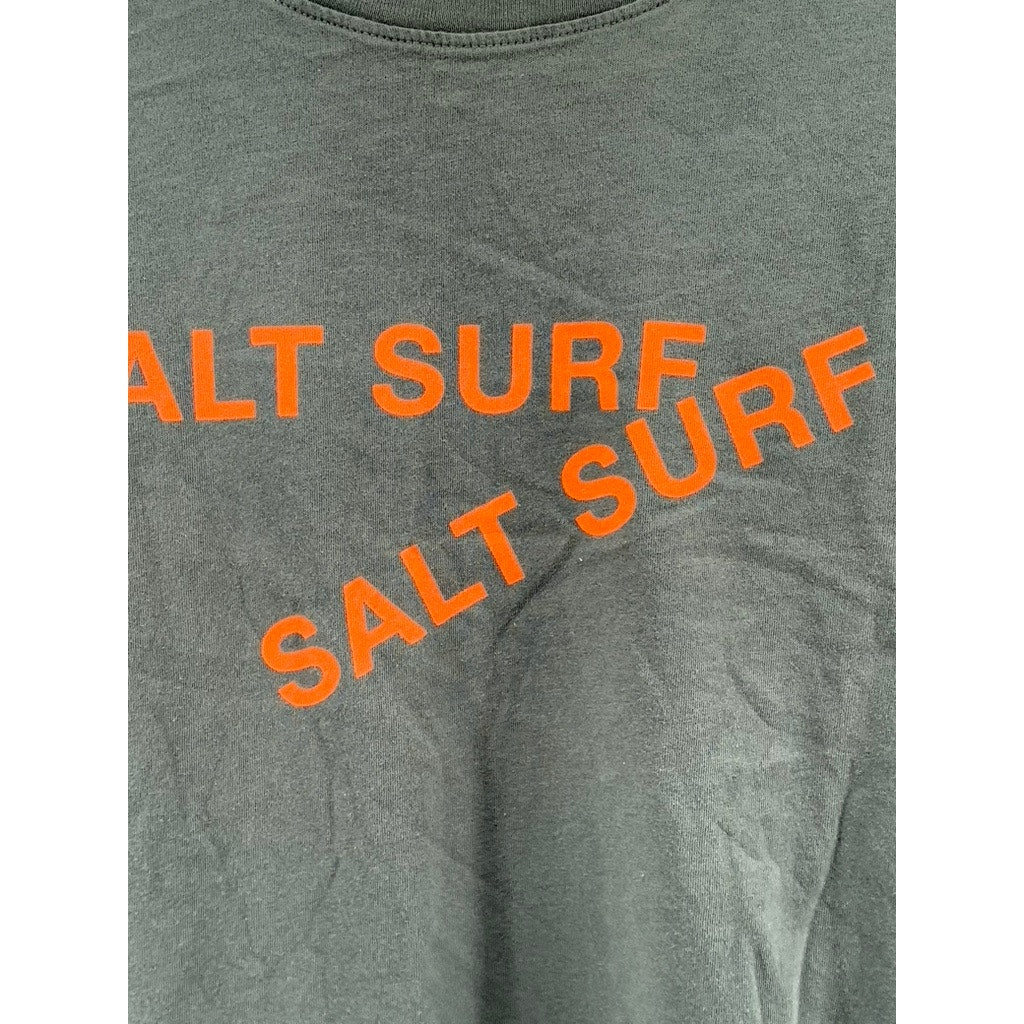 SALT SURF Men's Olive Green-Orange Logo Crewneck Short Sleeve T-Shirt SZ XS
