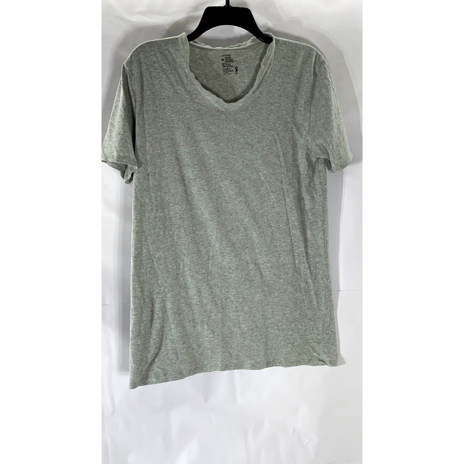 JOCKEY Men’s Gray Solid Cotton Stretch V-Neck Short Sleeve T-Short SZ M