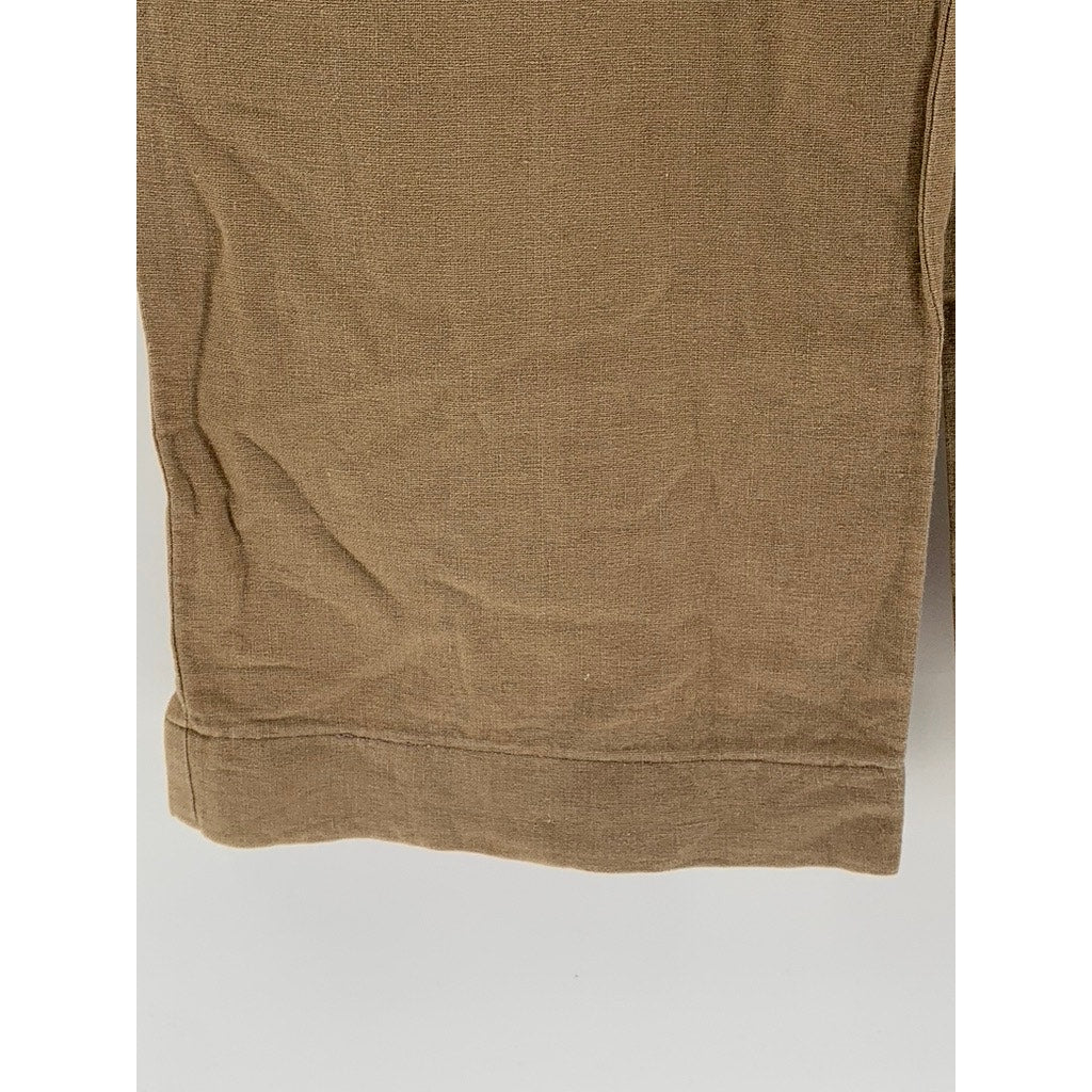 BROOKLYN INDUSTRIES Women's Tan Button-Detail Relaxed-Fit Wide-Leg Pants SZ 4