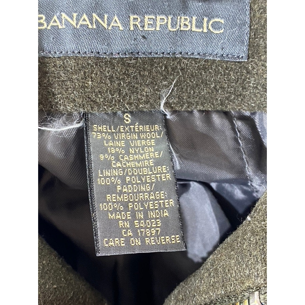 BANANA REPUBLIC Men's Olive Green Stand Collar Zip-Up Virgin Wool Jacket SZ S