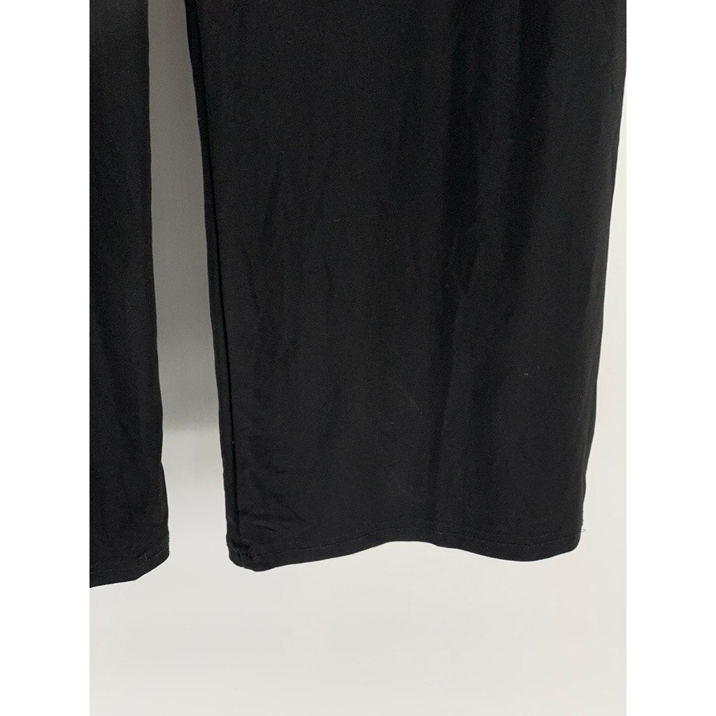 ALISHA.D Women's Black Solid Pull-On Elastic Waist Wide-Leg Pocketless Pant SZ12