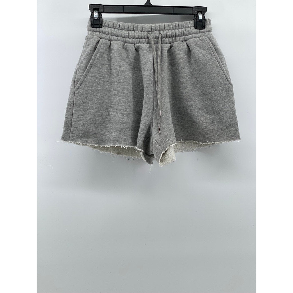 FOREVER 21 Women's Light Gray Raw-Hem Drawstring Waist Lounge Shorts SZ XS