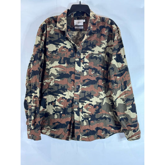 GOODFELLOW & CO Men's Green Camo Standard-Fit Button-Up Long Sleeve Shirt SZ L