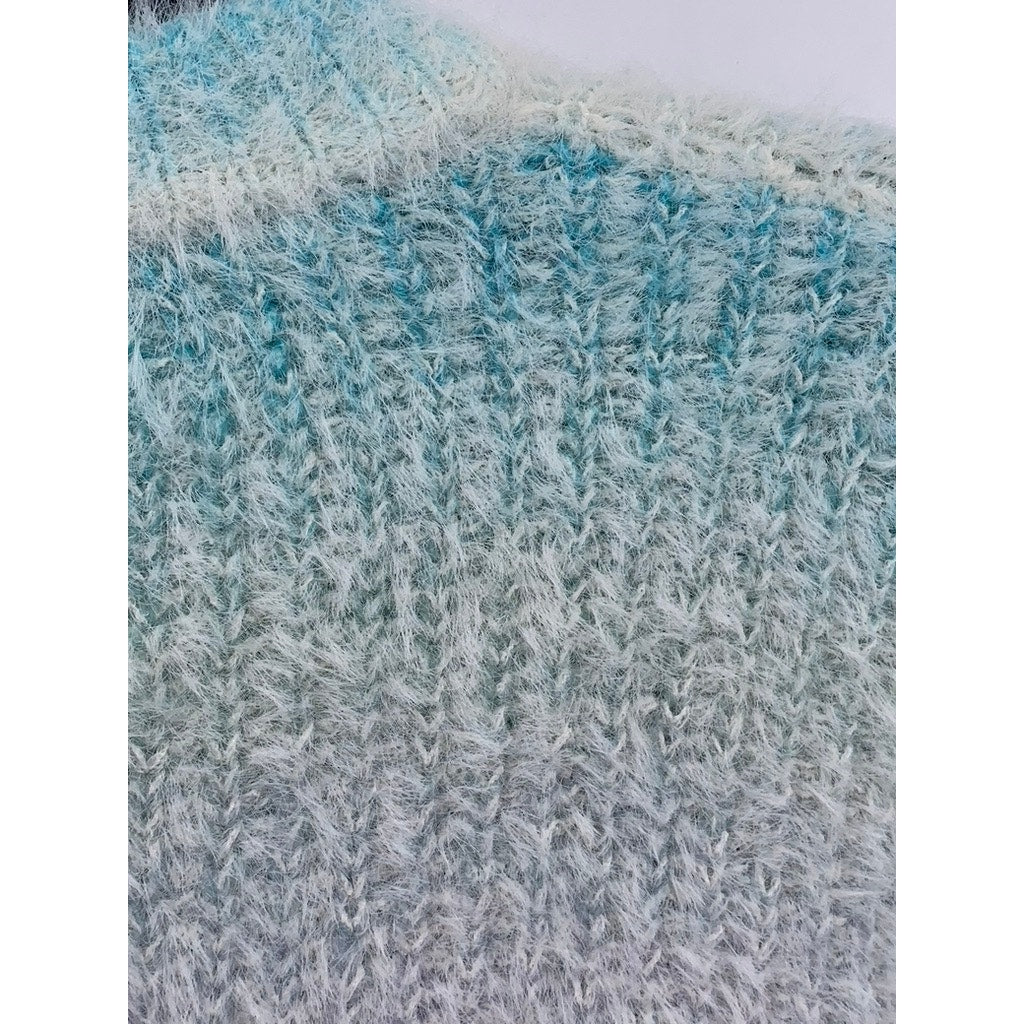 WILD FABLE Women's Blue Ombre Knit Crewnwck Cropped Sweater SZ S