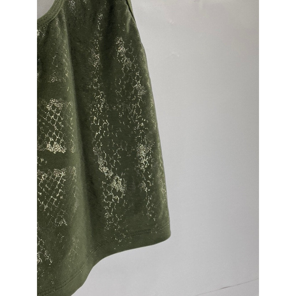 EVOLUTION AND CREATION Women's Olive Green Snake Skin Racerback Tank Top SZ L