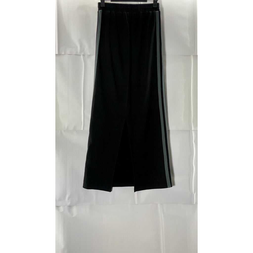ROUTE ROOM Women's Black/Blue Double Stripe Side Panel Pull-On Maxi Skirt SZ M