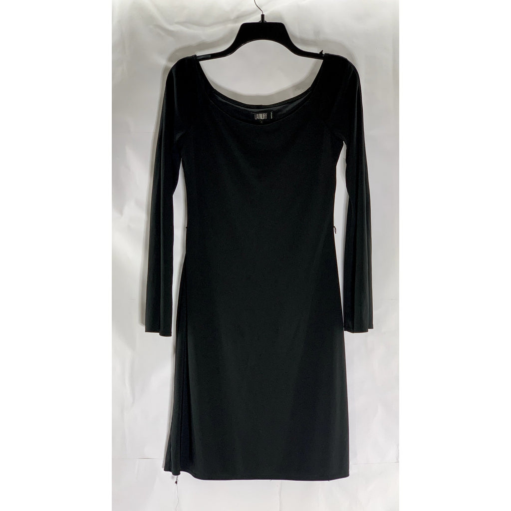 LAUNDRY BY SHELLI SEGAL Women's Black Long Flare Spilt Sleeve A-Line Dress SZ 8