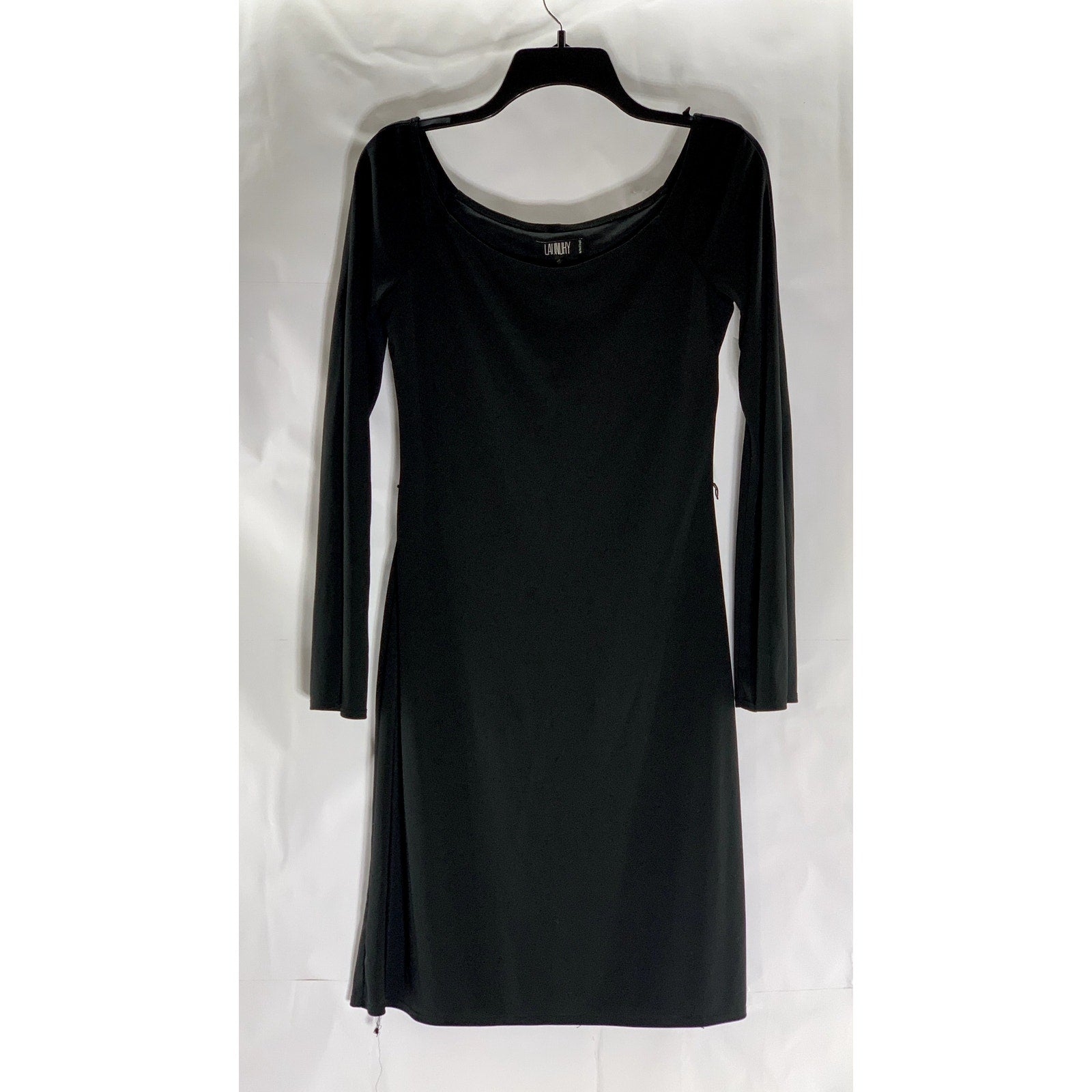 LAUNDRY BY SHELLI SEGAL Women's Black Long Flare Spilt Sleeve A-Line Dress SZ 8
