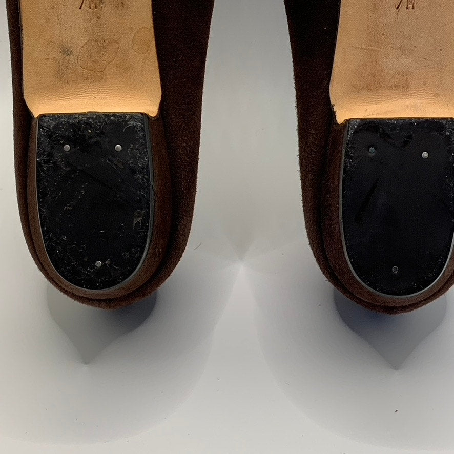 SILVIA FIORENTINA Women's Brown Suede Spiga Round-Toe Block-Heel Pumps SZ 7