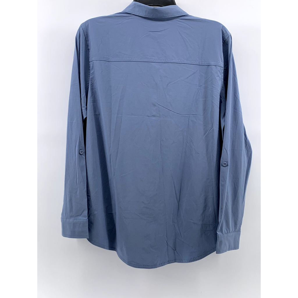 EDDIE BAUER Women's Blue Classic-Fit Button-Up Long Sleeve Top SZ M