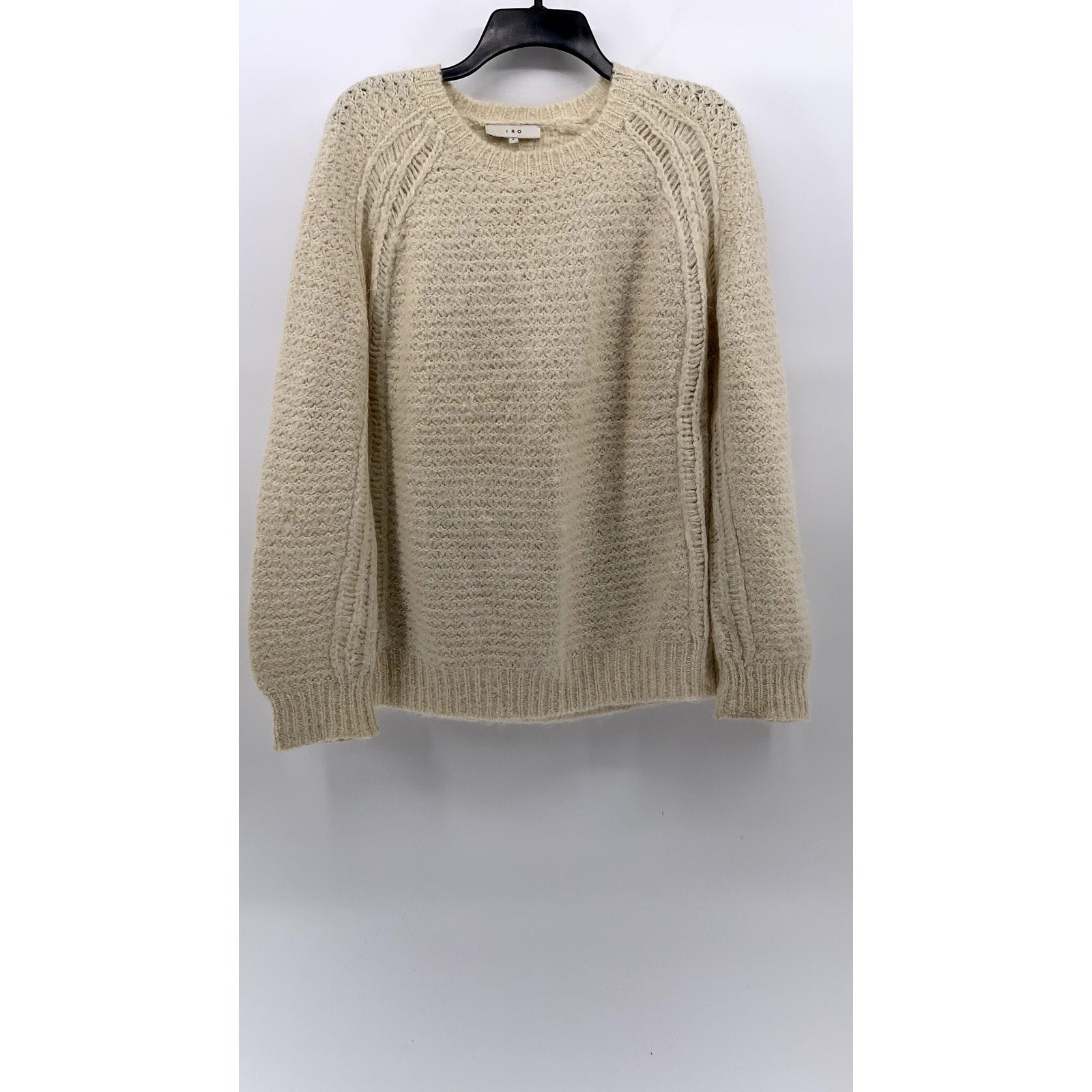IRO Women's Beige Suri Alpaca-Merino Wool Knit Oversized Crewneck Sweater SZ S