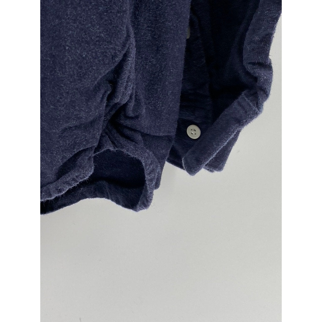 UNBRANDED Men's Navy Solid Regular-Fit Button-Up Long Sleeve Shirt SZ M