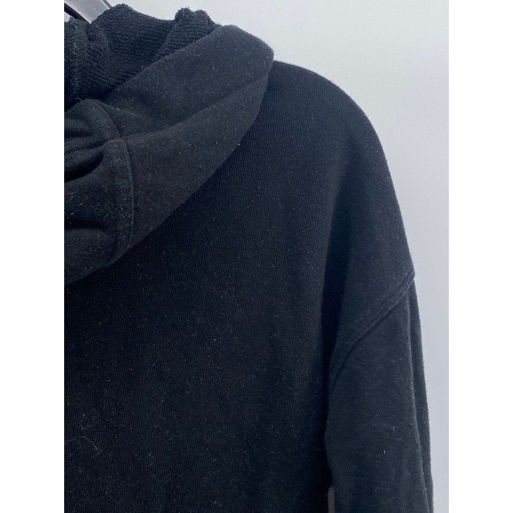 CALVIN KLEIN Women's Black Logo Pullover Hooded Cropped Sweater SZ XS