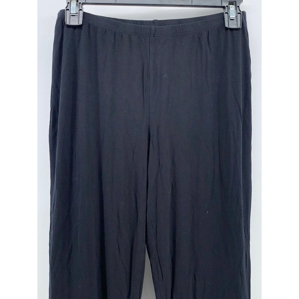 UNBRANDED Women's Black Pull-On Relaxed-Fit Straight Leg Pajama Pant SZ S