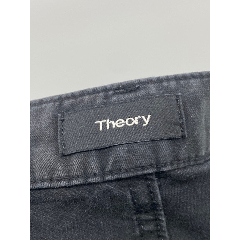 THEORY Men's Black Haydin Soft Sateen Regular-Fit Slim-Leg Pants SZ 36