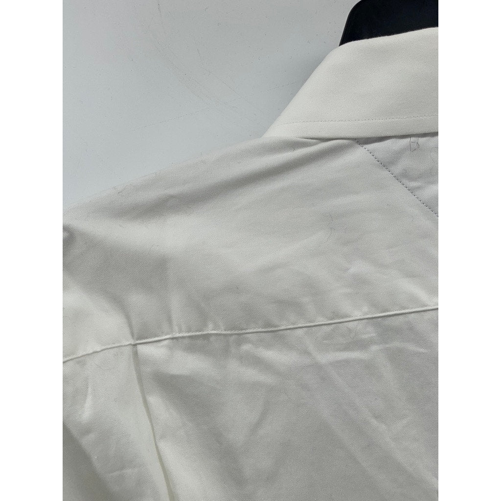TOMMY HILFIGER Men’s White Regular-Fit Button-Up Long Sleeve Shirt SZ 15 32/33
