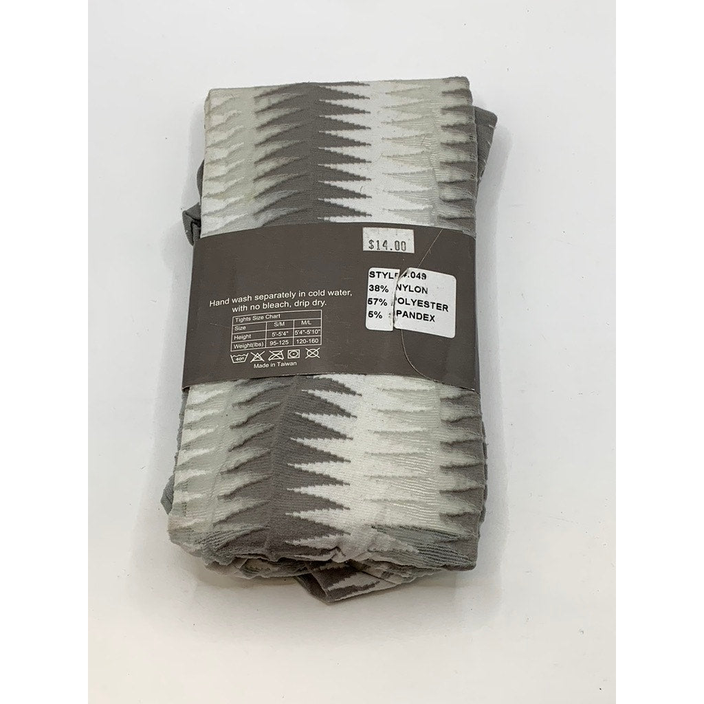FRENCH CURVE Women's Gray-White Sheer Printed Pull-On Tights SZ S/M