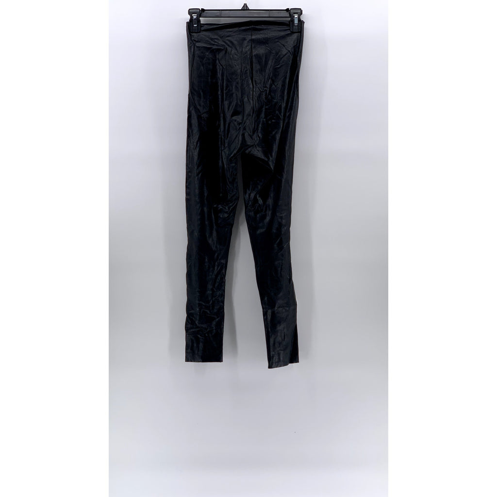 COMMANDO CONTROL Women's Black Faux-Leather High-Rise Ankle Leggings SZ S