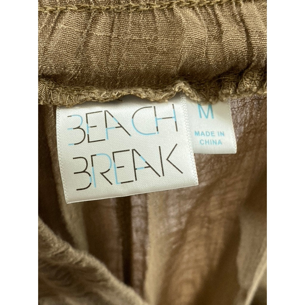 BEACH BREAK Women's Tan Lightweight Drawstring Pull-On Pants SZ M