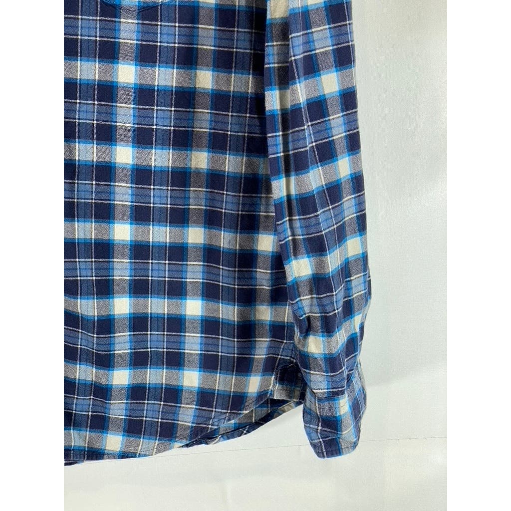 AMERICAN EAGLE OUTFITTERS Men's Blue Plaid Soft Button-Up Flannel Shirt SZ M