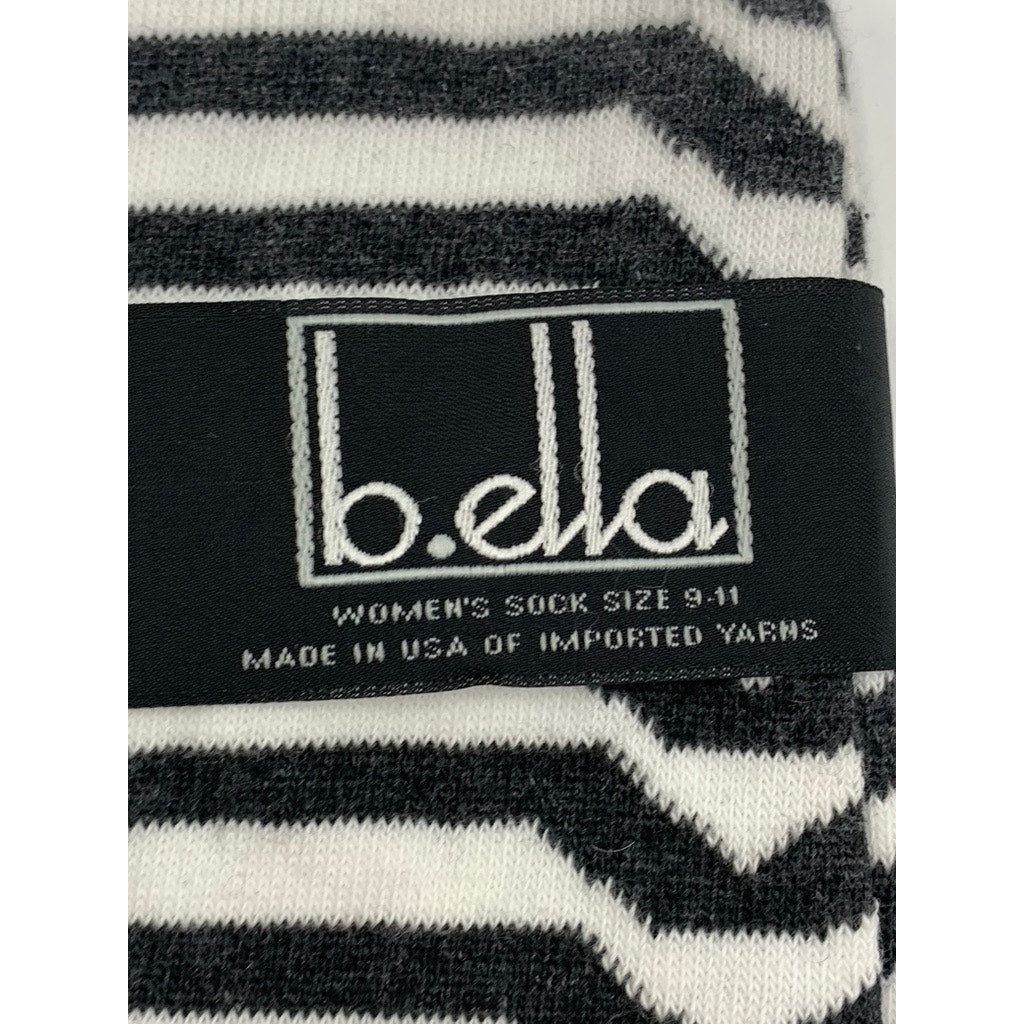 B.ELLA Women's White-Black Heather Striped Betsy Knee High Socks SZ 9-11