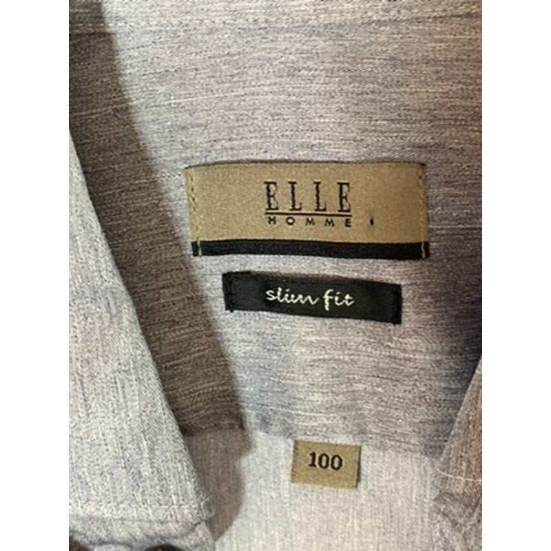 ELLE HOMME Men's Grey Slim-Fit Button-Up Long Sleeve Shirt SZ S