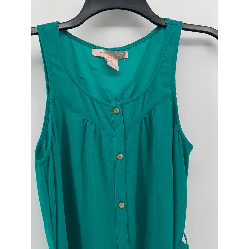 LOVE 21 Green Scoop-Neck Sleeveless Belted HI-Low Dress SZ XS