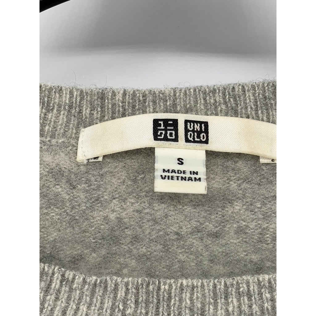 UNIQLO Women's Light Gray Cashmere Crewneck Long Sleeve Pullover Sweater SZ S