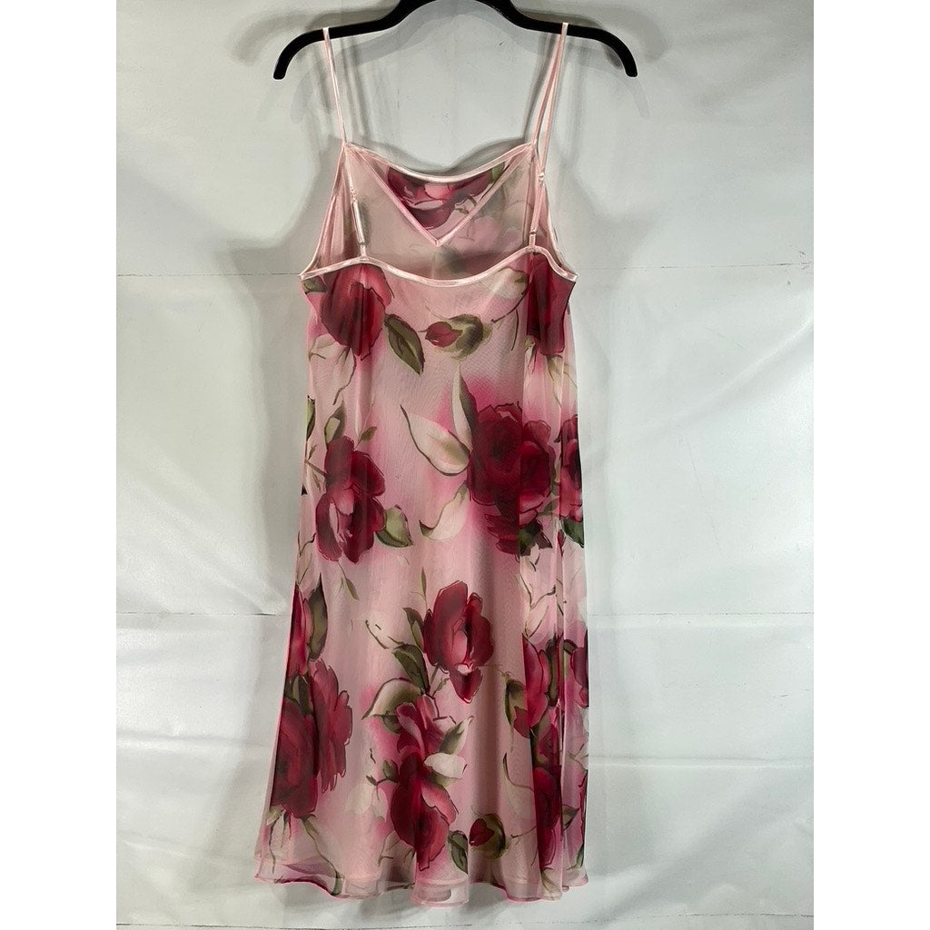 VALERIE STEVENS Women's Pink Vintage Large Floral Peignoir Nightgown SZ M