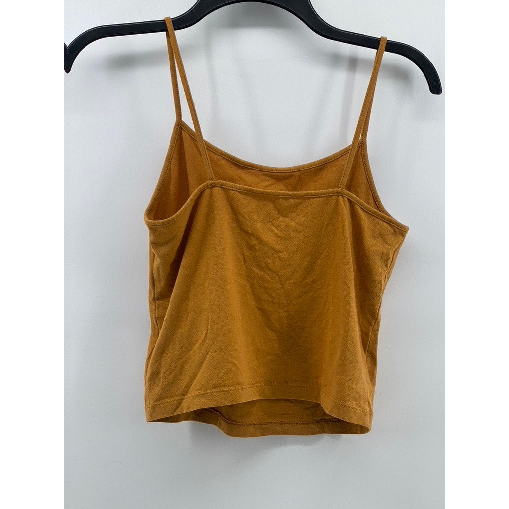WILD FABLE Women's Gold Yellow Scoop-Neck Spaghetti Strap Cropped Tank Top SZ M