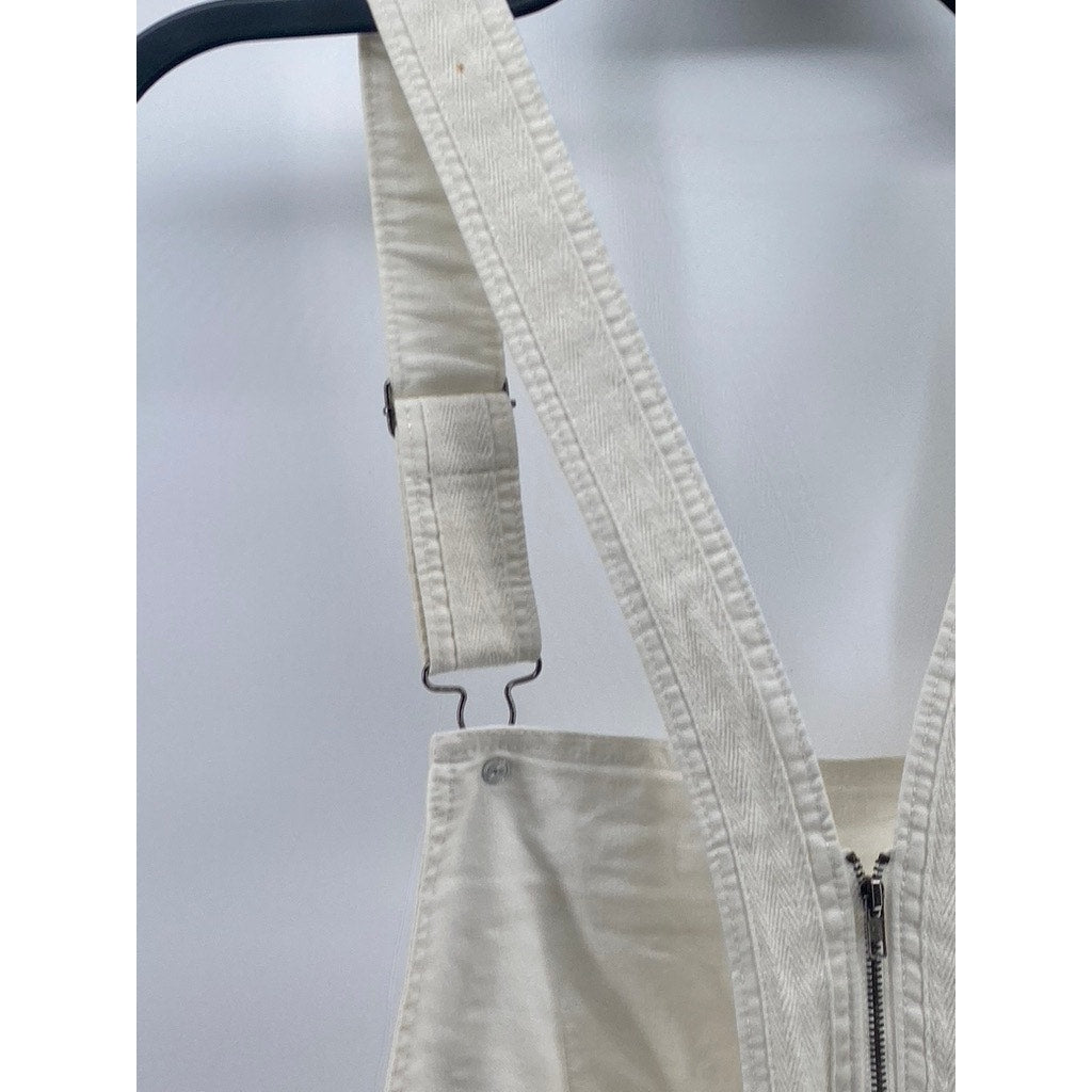 GREYLIN Women's White Denim Back-Zip Short Style Cuffed Overall SZ S