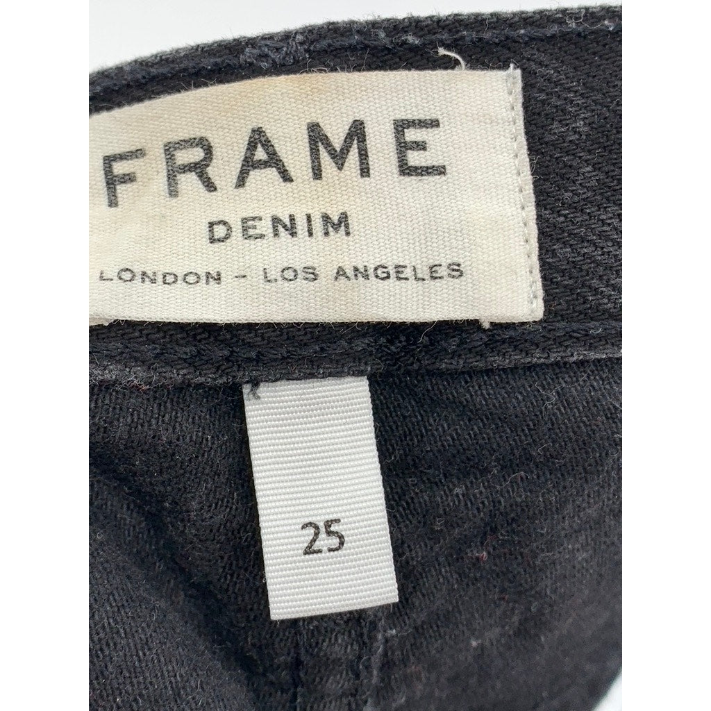 FRAME DENIM Women's Nightingale Black Le Original Tulip Cut-Off Shorts SZ 25