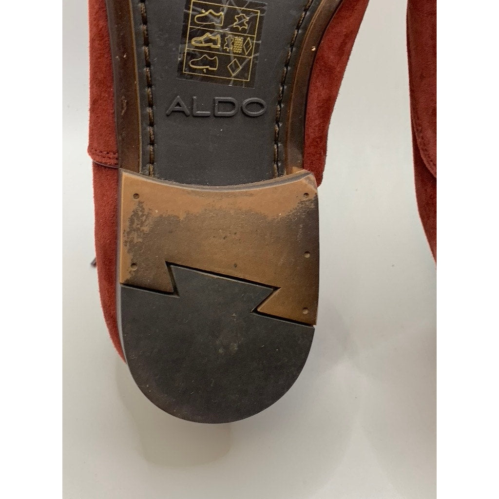 ALDO Men's Burgundy Suede Lace-Up Oxford Shoes SZ 8