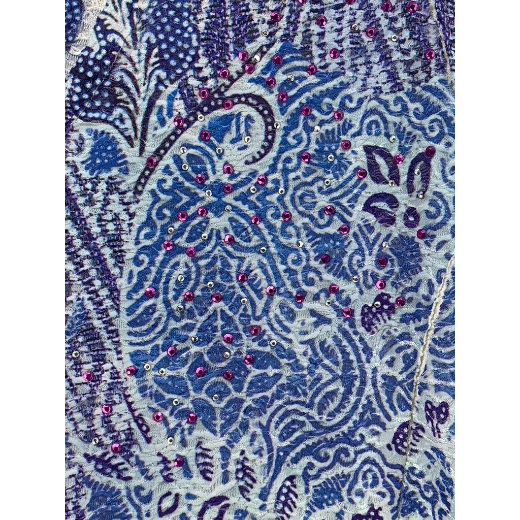 ONEWORLD Women's Blue-Purple Ombre Textured Floral Sleeveless Midi Dress SZ L