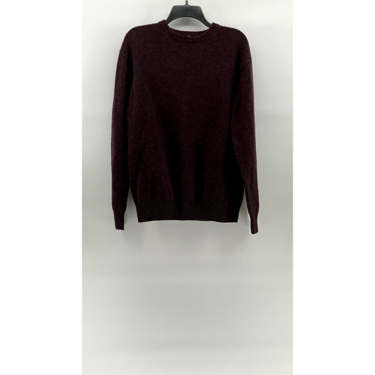 MUJI Men's Heather Burgundy Wool Crewneck Pullover Sweater SZ L