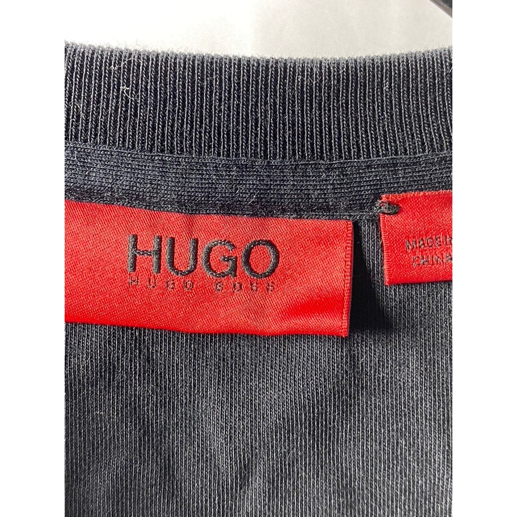 HUGO HUGO BOSS Men's Black Logo Crewneck Pullover Sweatshirt SZ L