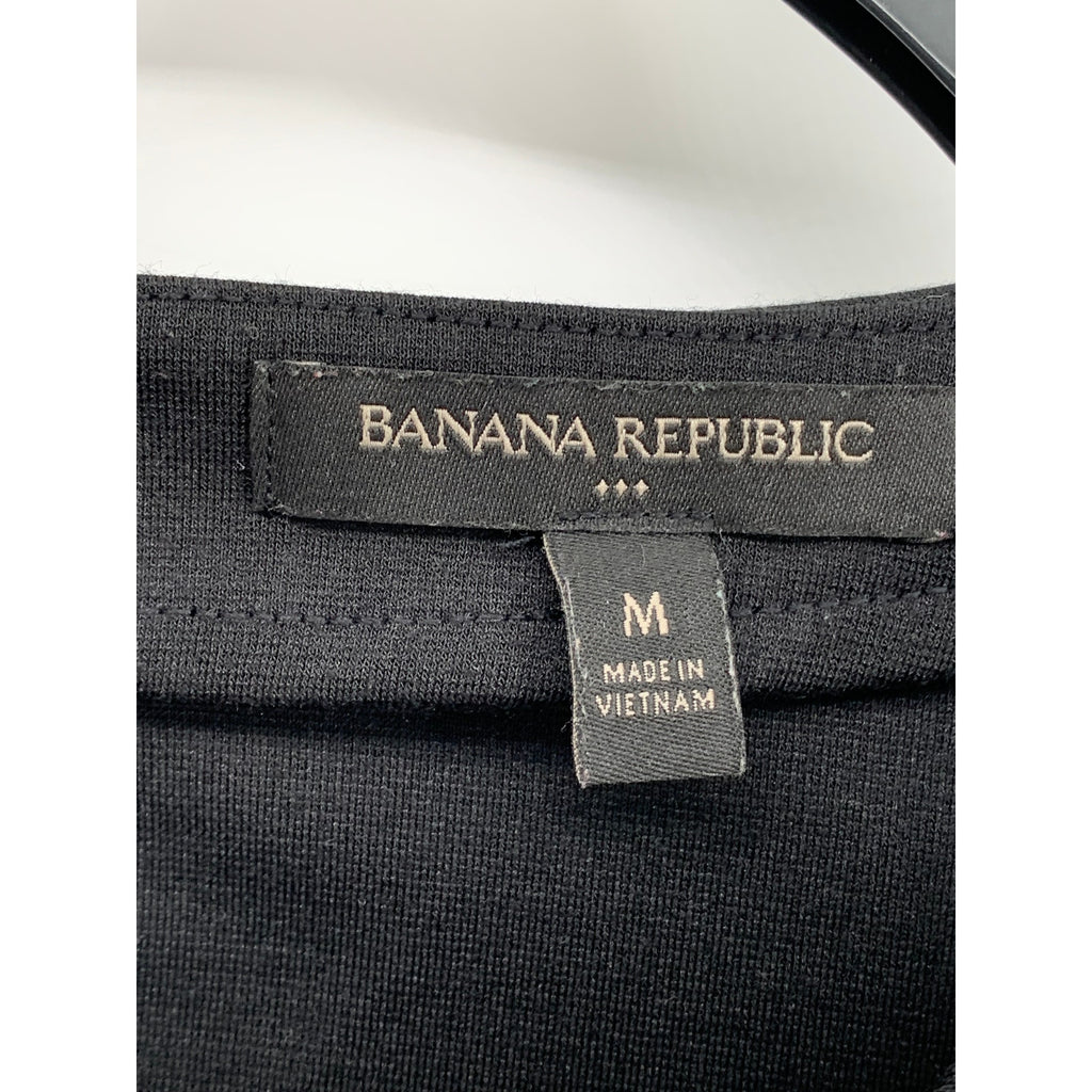 BANANA REPUBLIC Women's Black Scoop-Neck Sleeveless Ponte Textured Top SZ M