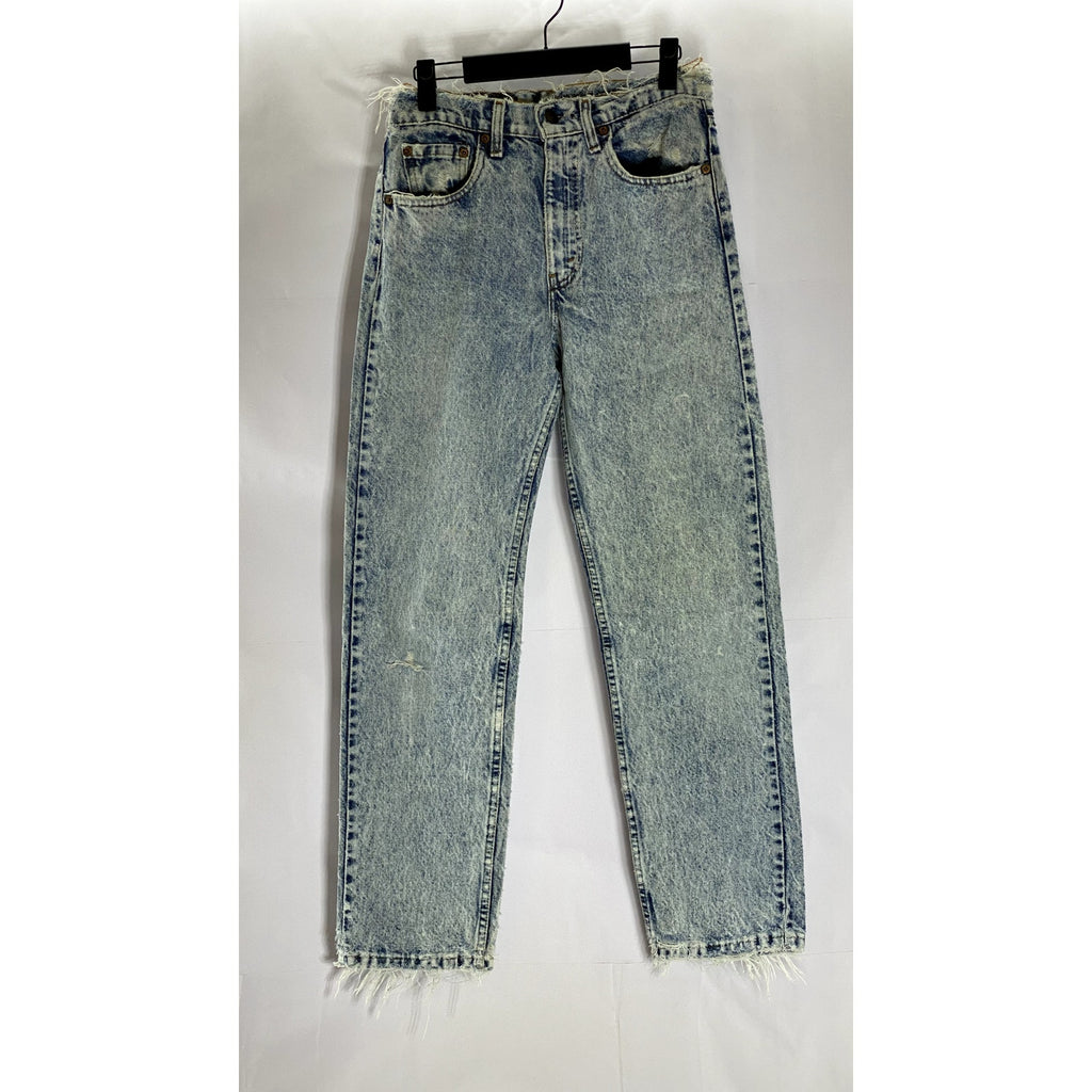 LEVI'S Men's Light Wash Distressed Denim Straight-Leg Five-Pocket Jean SZ 30X30