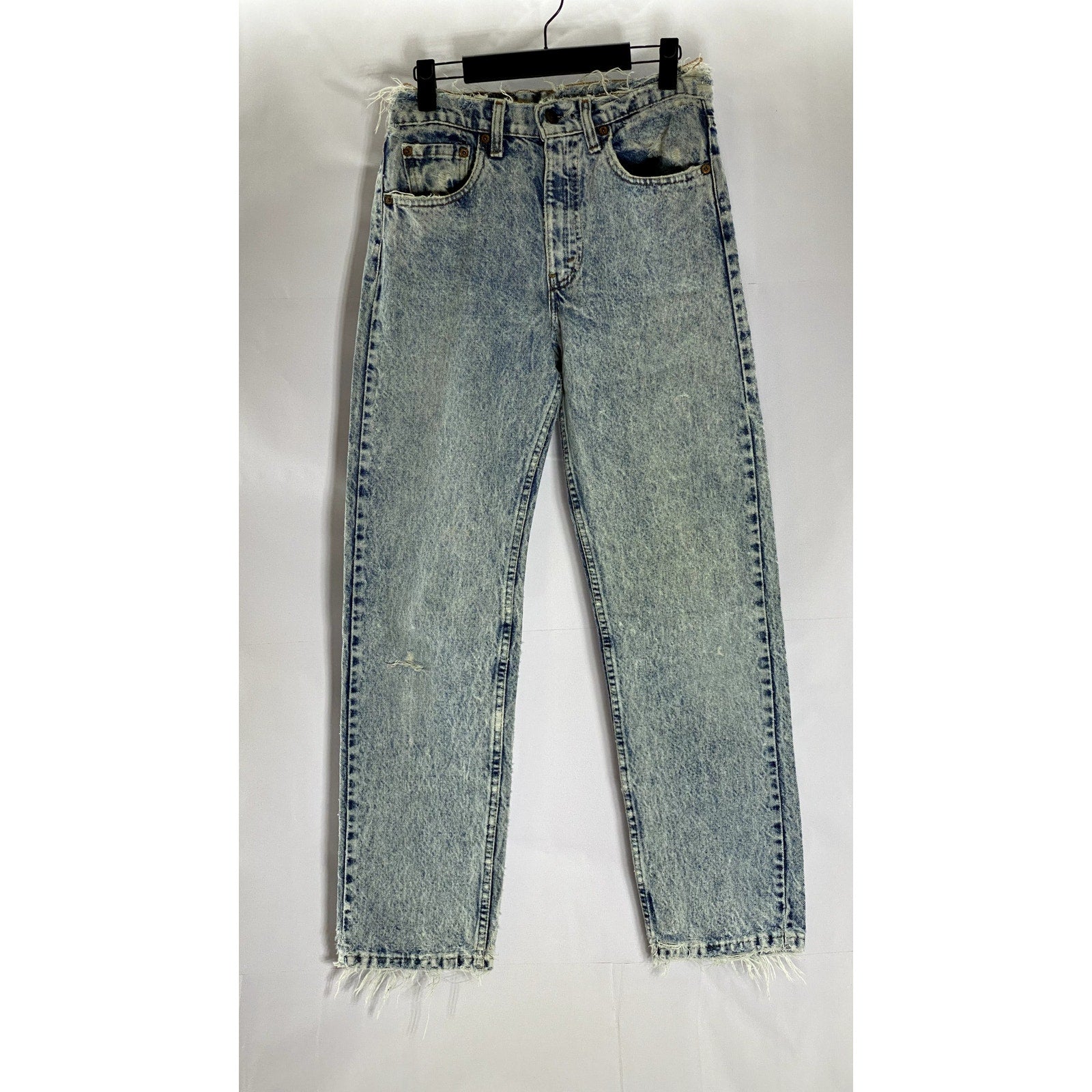 LEVI'S Men's Light Wash Distressed Denim Straight-Leg Five-Pocket Jean SZ 30X30